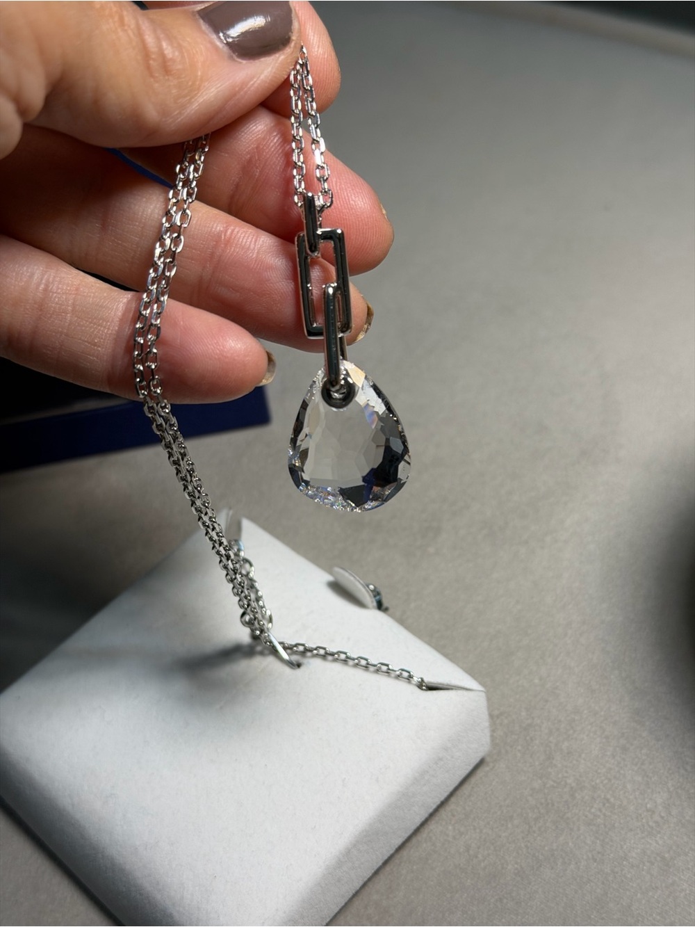 Swarovski Clear Teardrop Crystal Pendant Necklace